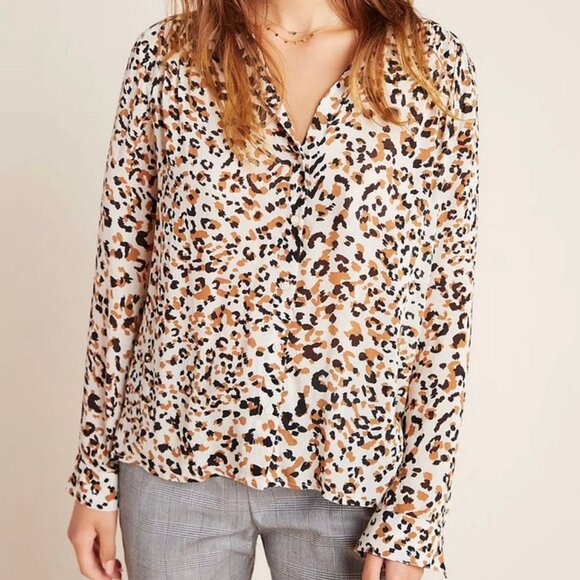 Anthropologie Cloth & Stone Luisa Leopard button down womens - Picture 1 of 12